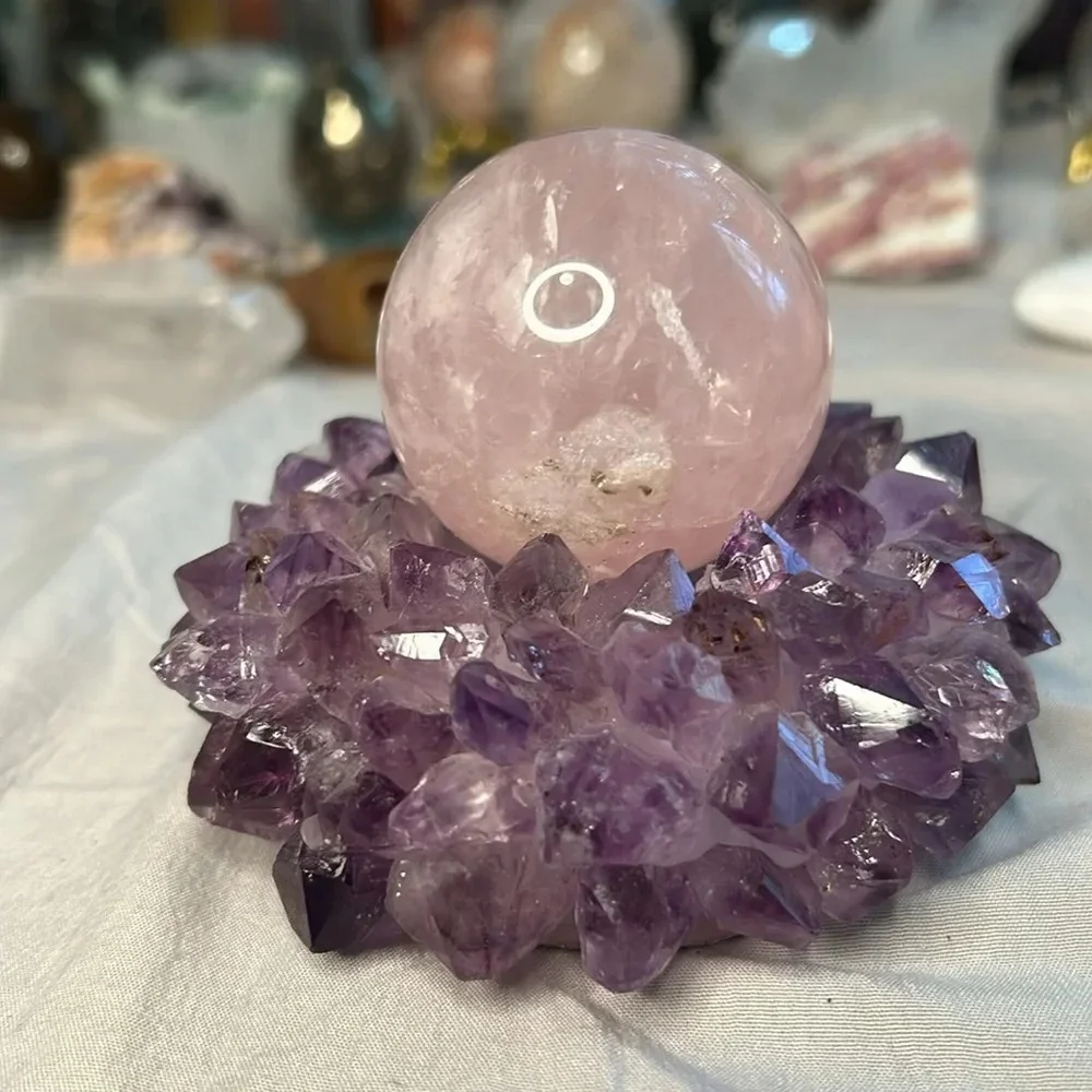 Purple amethyst candleholder/sphere holder high quality crystals made in Brazil - Picture 6 of 7